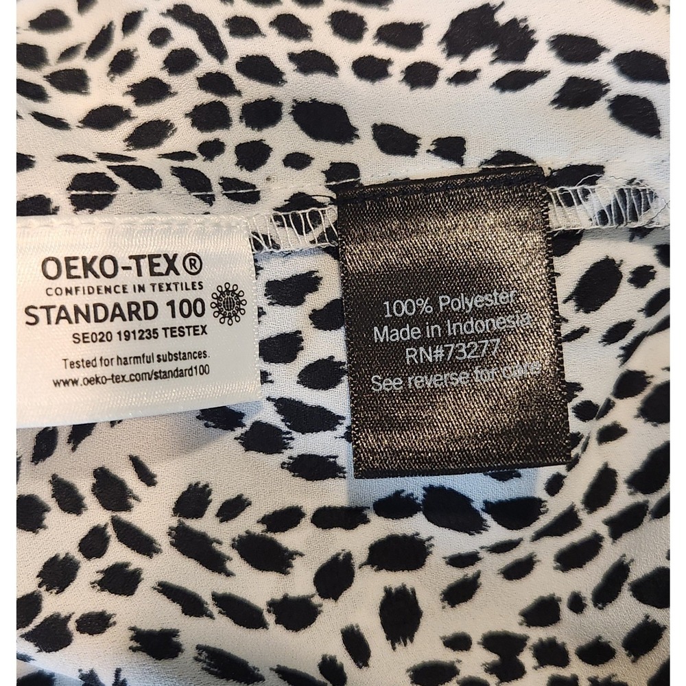 Simply Vera Vera Wang Womens Black White Print V-Neck Cap Sleeve Blouse Medium - Picture 7 of 7